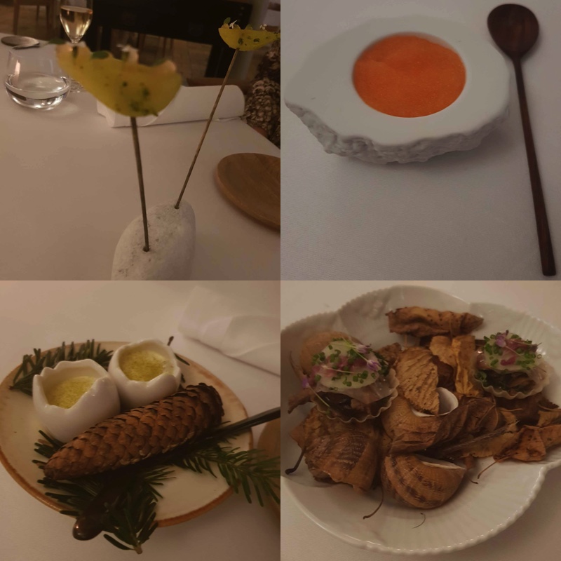 Collage af de fire snackserveringer på Dragsholm Slot Gourmet